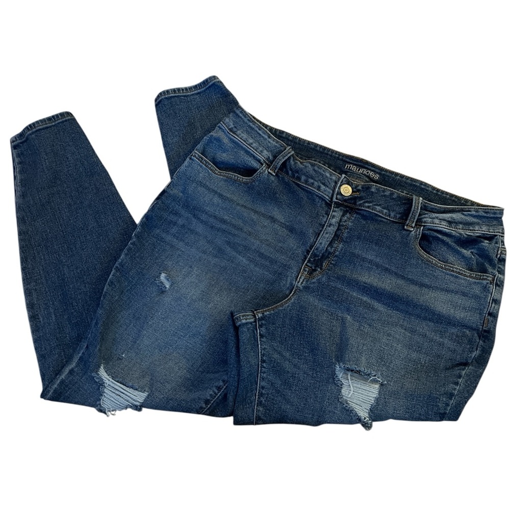 {Maurices} Dark Blue Ripped Skinny Jeans Size 20w Regular